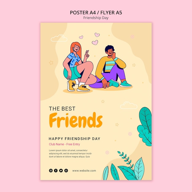 Free PSD friendship day celebration poster template