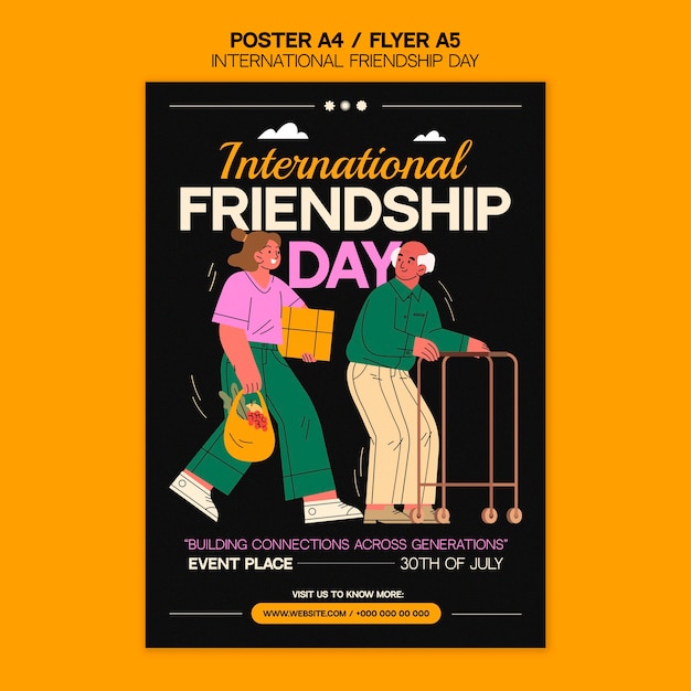 Free PSD friendship day celebration poster template