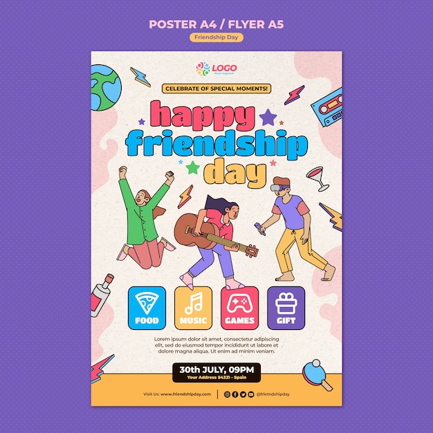 Free PSD friendship day celebration poster template