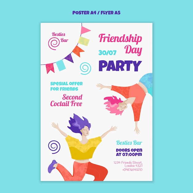 Free PSD friendship day celebration poster template