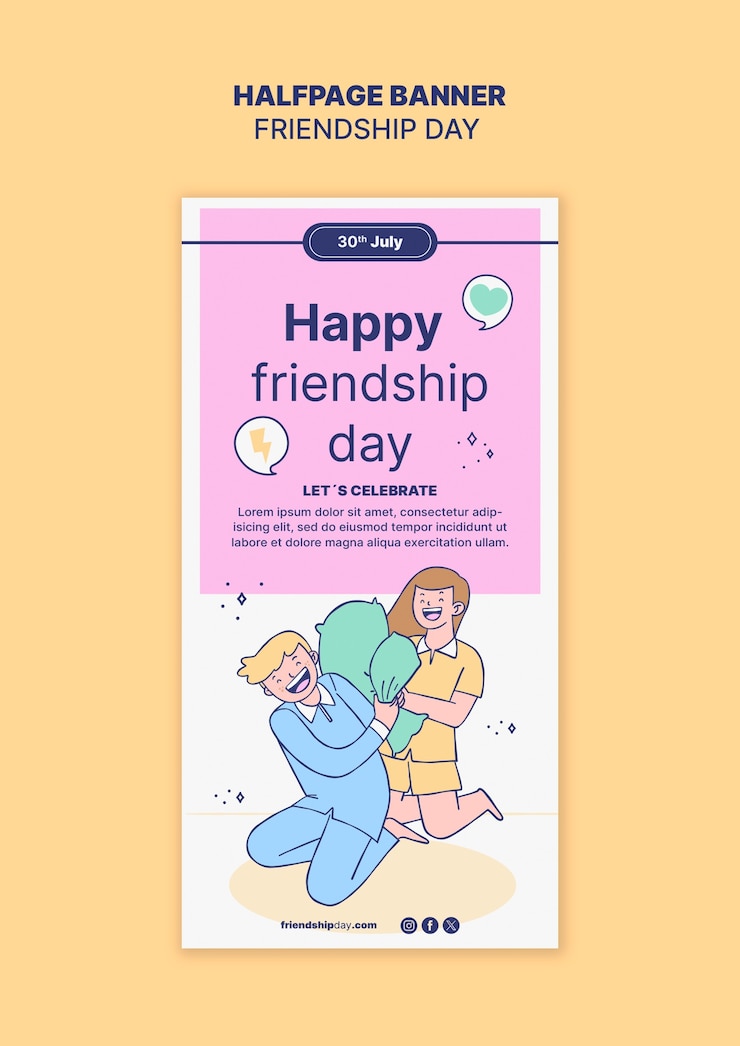 무료 PSD 우정의 날 축하 템플릿