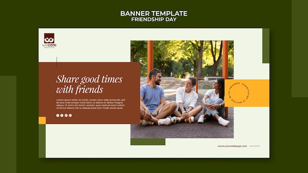 소박한 색조의 우정의 날 가로 배너 템플릿