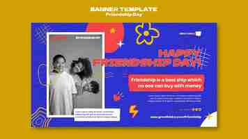 Free PSD friendship day horizontal banner template with abstract shapes