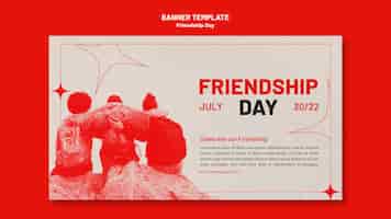 무료 PSD 붉은 색조와 별 디자인 우정의 날 가로 배너 템플릿