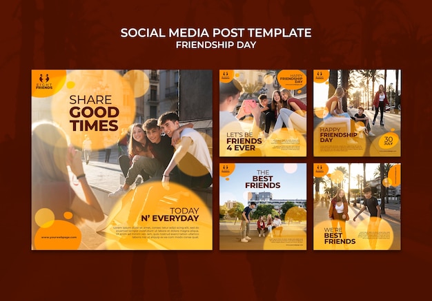 無料PSD 友情の日のinstagramの投稿テンプレートデザイン