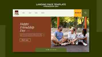 Free PSD friendship day landing page template in earthy tones