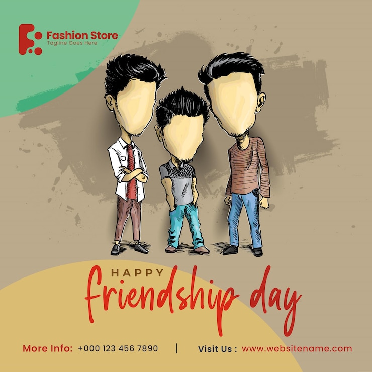 मुफ़्त PSD friendship day social media post banner poster flyer template.