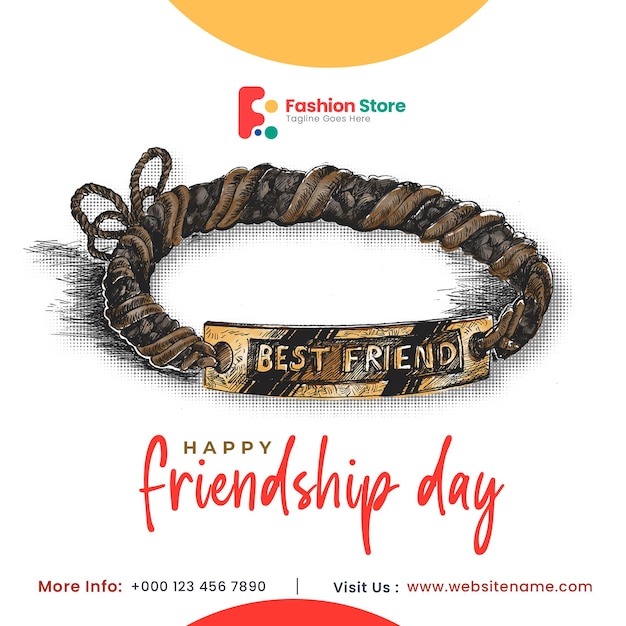 Free PSD friendship day social media post banner poster flyer template.