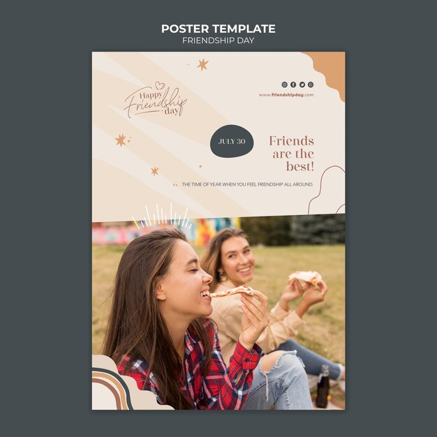Friendship day vertical poster template in abstract design