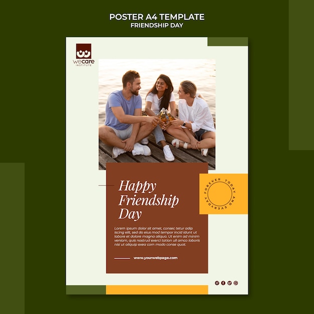 Friendship day vertical poster template in earthy tones