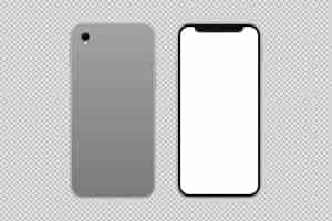 Бесплатный PSD Вид спереди и сзади изолированного смартфона