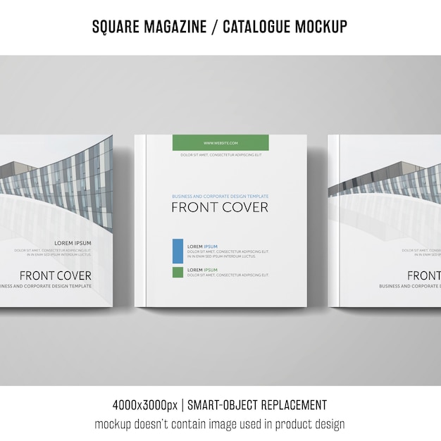 Free PSD Download: Front Cover Square Magazine or Catalogue Mockup