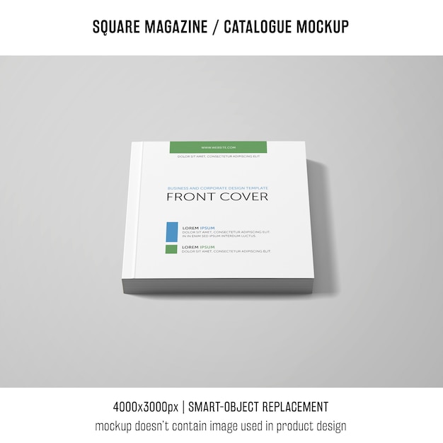 Free PSD front cover square magazine or catalogue mockup