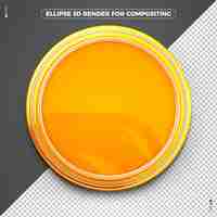 Free PSD front ellipse 3d render yellow for compositing