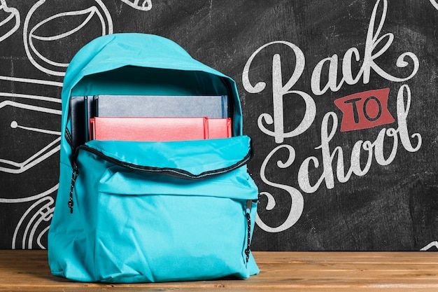 Front view back to school backpack with chalkboard