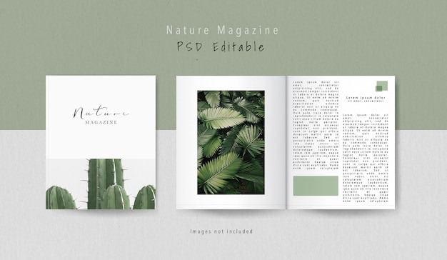 Free PSD front view cover and inner part editorial magazine mock-up