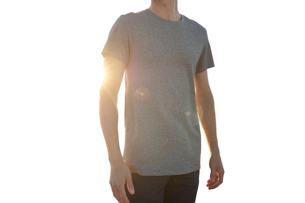 Free PSD front view man with blank shirt