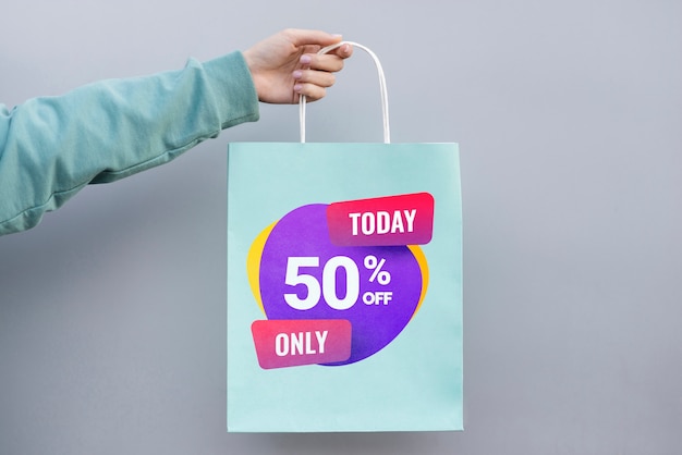 Front view paper bag with sales