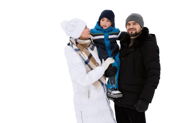Front view smiley family outdoors