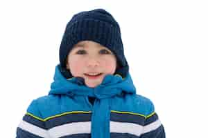 Free PSD front view smiley kid outdoors