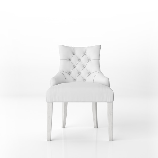 Free PSD front view of white padded armchair mockup