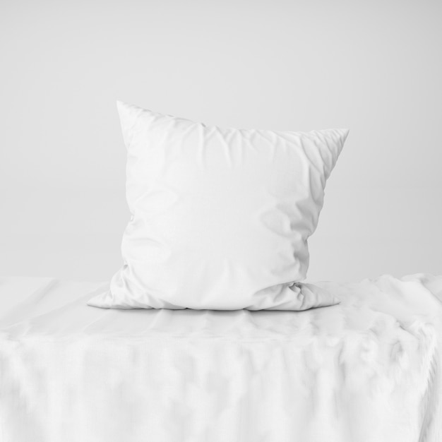 Free PSD front view of white pillow cover mockup