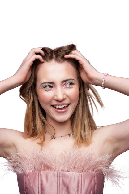 Front view woman wearing cool makeup