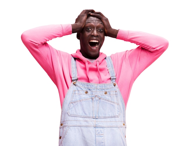 Free PSD front view young man posing in studio