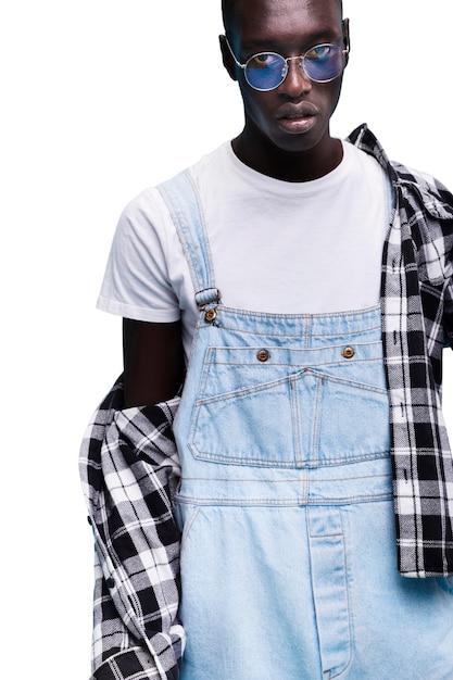 Front View Young Man Posing in Studio: Free PSD Template Download