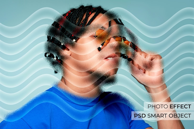 मुफ़्त PSD frosted glass photo effect