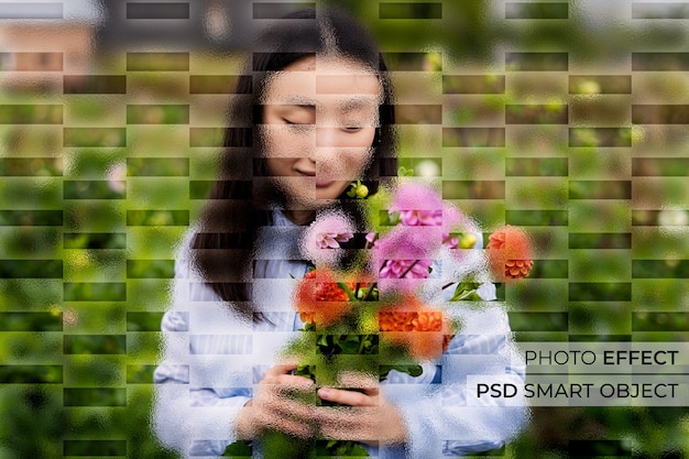 無料PSD フロストガラスの写真効果