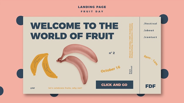PSD gratuito modello di pagina di destinazione del giorno della frutta