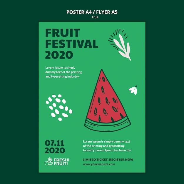 Бесплатный PSD Шаблон флаера фруктового фестиваля
