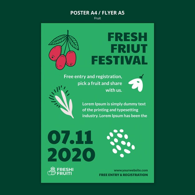 Free PSD fruit festival template poster