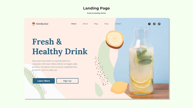 フルーツジュースのランディングページテンプレート
