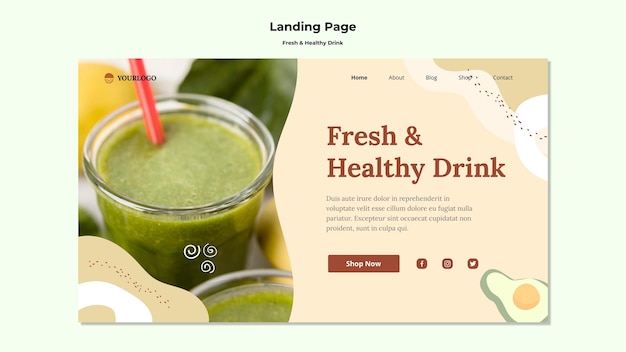 Free PSD fruit juice landing page template