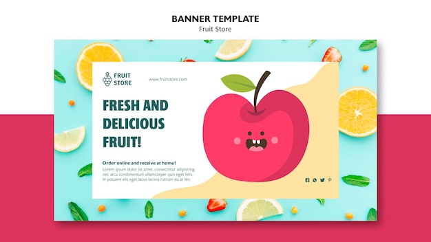 PSD gratuito modello di banner del negozio di frutta