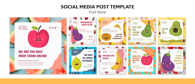 Free PSD fruit store social media post template