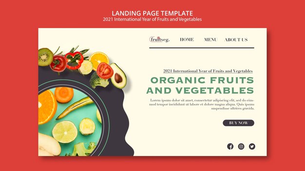 Бесплатный PSD Целевая страница года фруктов и овощей