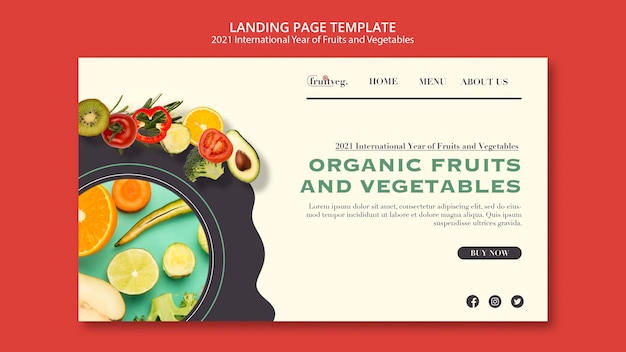 果物と野菜の年のランディングページ