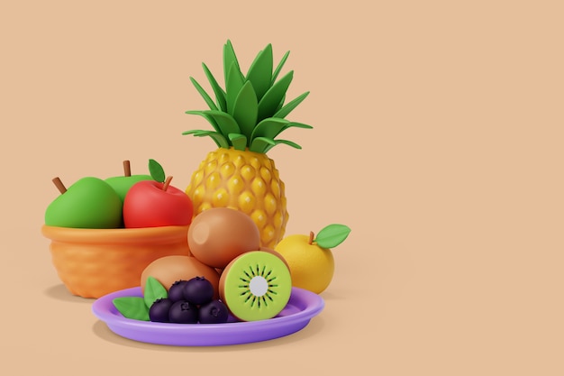 Free PSD fruits still life background