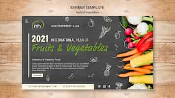 Free PSD fruits and vegetables year banner template