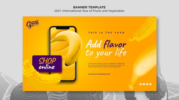 Free PSD fruits and vegetables year banner template