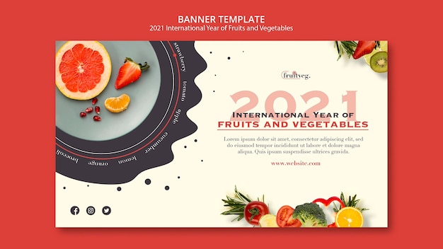 Fruits and vegetables year banner template