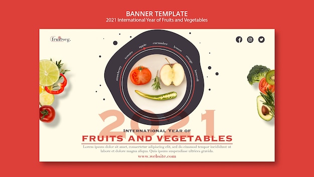 Free PSD fruits and vegetables year banner template