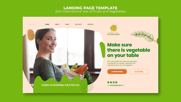 果物と野菜の年のランディングページ