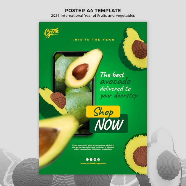 Free PSD fruits and vegetables year print template