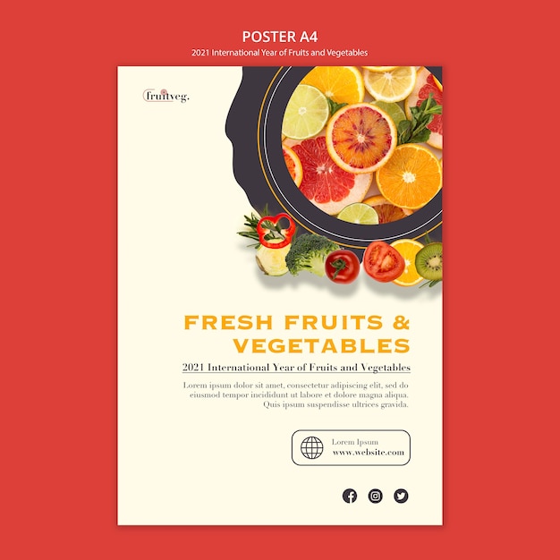 Free PSD fruits and vegetables year print template