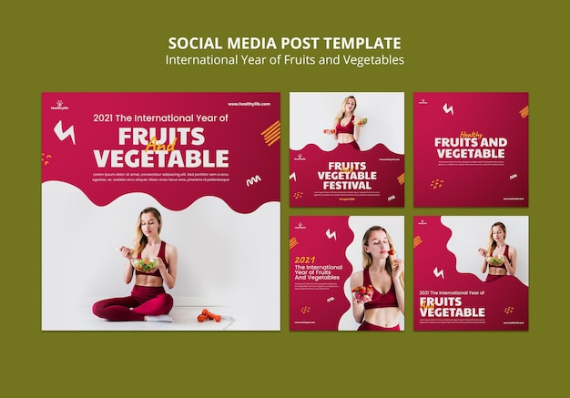 Post sui social media di frutta e verdura