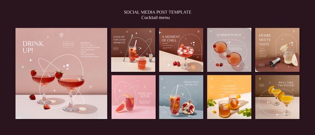 Коллекция постов в instagram меню фруктовых коктейлей